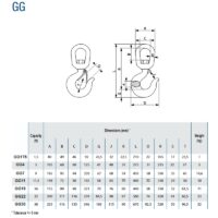 Hak obrotowy GG - wymiary - EWP